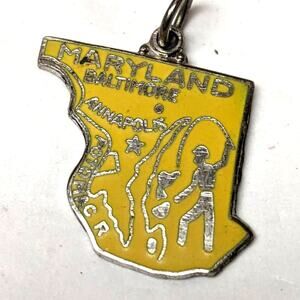 Maryland MD Vintage 50 State Souvenir Silvertone Enamel Bracelet Charm Pendant